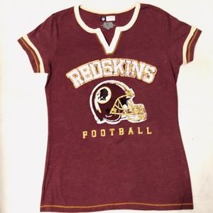NFL Redskins Team Apparel Distressed V-Neck Shirt